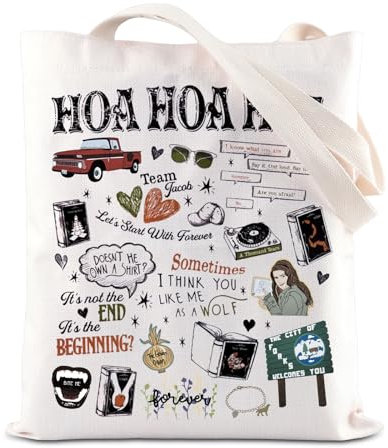 Twilight Movie Inspired Tote Bag Vampire Lovers Shoulder Bag HOA HOA Season Gift Edward Bella Gift Werwolf Gift Forks Gift, Hoa Tragetasche, 35*40cm