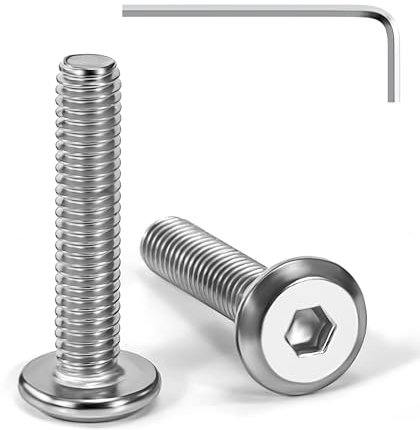Tunejoy Tornillos de Cabeza Plana M4 x 20 mm Tornillo de Cabeza Hexagonal de Acero Inoxidable A2 V2A Perno de Muebles con llave Allen Rosca Completa 20 Piezas