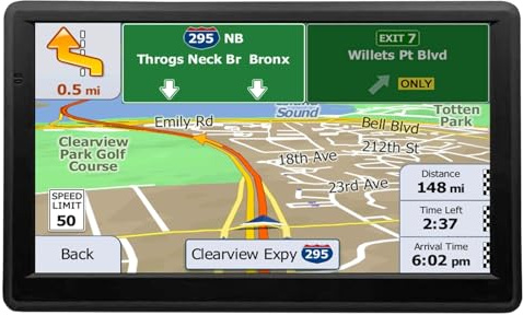 Navigatore GPS, 2025 Nuova mappa 7 pollici Touch Screen GPS per auto e supporto vocale guida direzione di rotazione/velocità e avviso luce rossa/instradamento camion personalizzato
