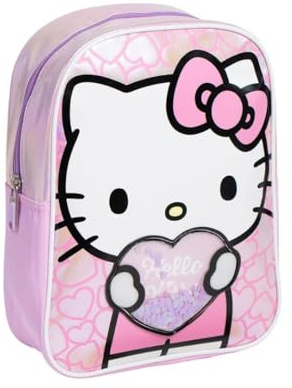mybagstory Hello Kitty barnväska, 28 x 20 x 8 cm i PU - liten lätt ryggsäck med 1 fack med dragkedja - hello kitty flickväska - perfekt för dagis, gå ut, fritid