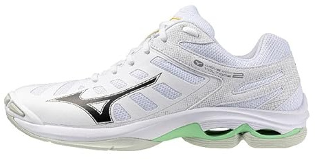 Mizuno Wave Voltage 2, Scarpe da Pallavolo Unisex, White/Black/Frozen Emerald (Sistema Taglie Calzature EU, Adulto, Numero, Media, 45)