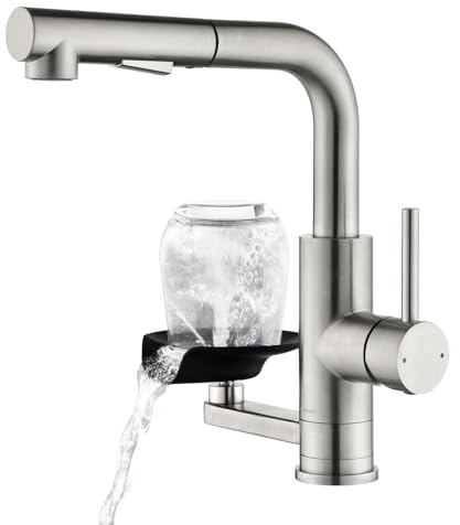 Rubinetto Bagno Lavabo Pulitazza LakeBayMZC,304 Acciaio inossidabile a 360° Estraibile, miscelatore lavabo bagno con 2 tipi di getto d'acqua, Adatto per Rubinetto lavabo, Rubinetti da cucina e bar