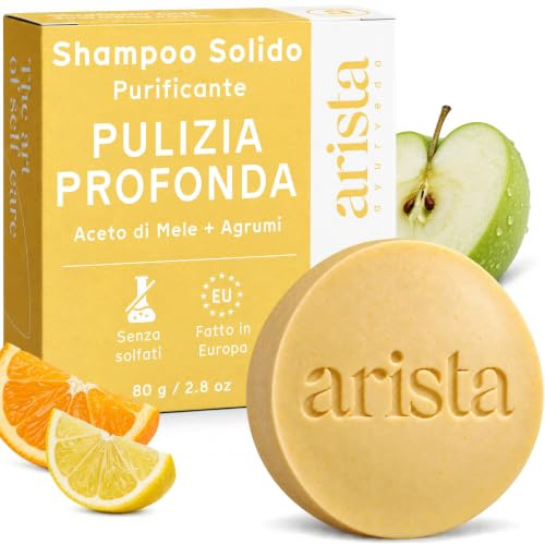 Arista Clarifying Shampoo Bar for Greasy Hair, Apple Cider Vinegar Shampoo Bar, Removes Buildup, Product & Hard Water Residue, Restores Shine, Vegan & Sulphate-Free (80 g)