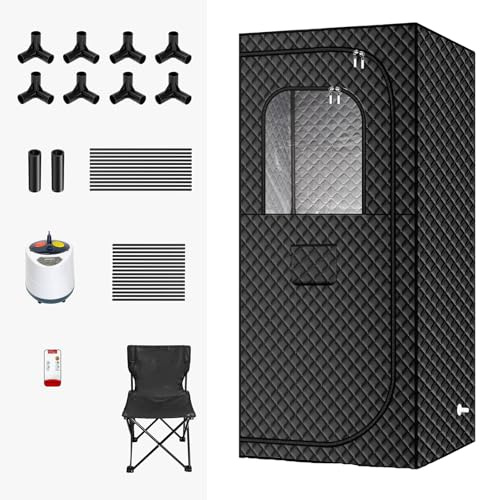 Ångbastu För Hemmet, Inomhusbastu 1200w, 2l ånggenerator, Helkropps Bastutält, Stol Inkluderad, Snabbvärmande Bastu, Bastu Med Timer, Muskelavslappnande Bastu(90cm(35.4in))