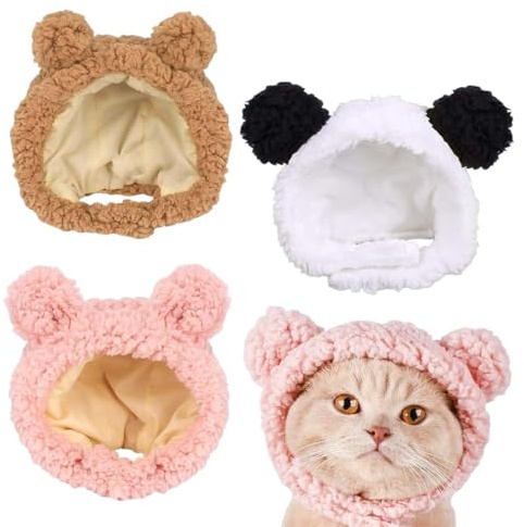 ZORTVUL 3 Pièces Bonnet D'Hiver Mignon Pour Chat Chaud Doux Et Confortable Réglable Pour Petits Animaux De Compagnie Vêtement Pour Chats Et Chiens