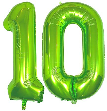 DIWULI Luftballon 10 Geburtstag XXL Grün - Zahl 10 Ballon