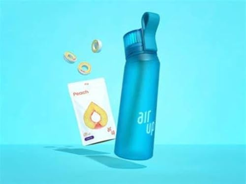 Air Up Originalflaska, 650 ml, med poddar, BPA-fri, 0 kalorier, havsblå flaska med 3 persikokapslar
