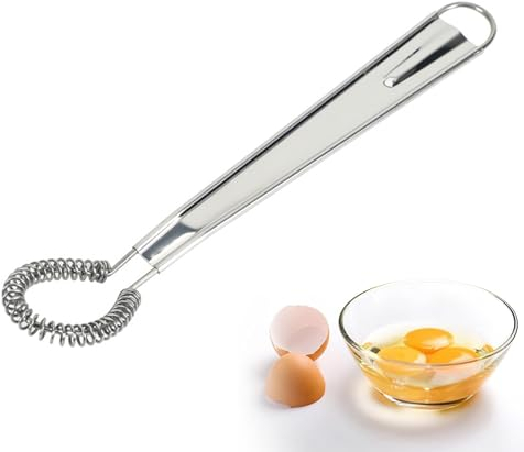 Frusta per uova in acciaio inox, mini frusta manuale a mano piatta, frusta per cottura a spirale, frullatore portatile per caffè, salsa cremosa, latte, strumento da cucina (1)