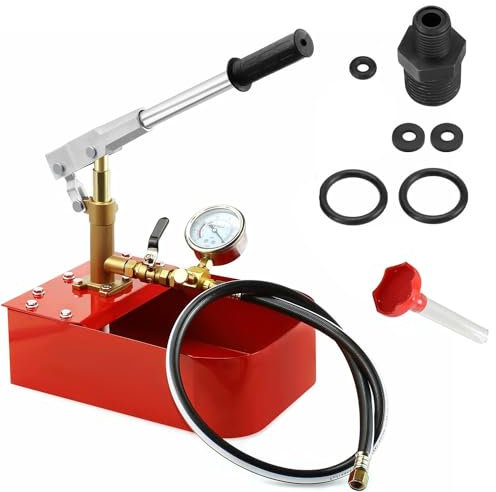 TOOSOAR Abdrückpumpe 7 MPa/0-70 bar,1 m Druckschlauch,Ganzkupfer Pumpenkörper Heizleckdruckprüfpumpe für Wasserleitungssystem