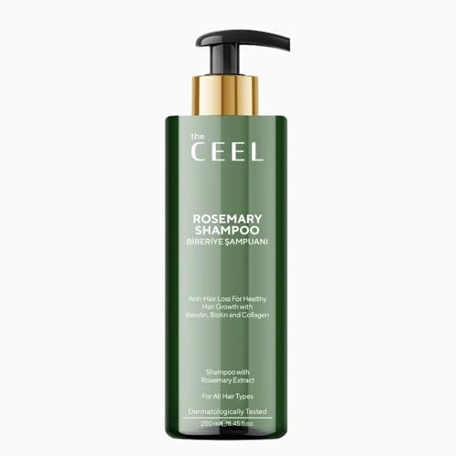 The Ceel Rosmarin Shampoo Bio, Shampoo Haarwachstum 250 ML, Gegen Haarausfall, Veganes Rosemary Shampoo mit Biotin, Keratin und Collagen für Haarwachstum
