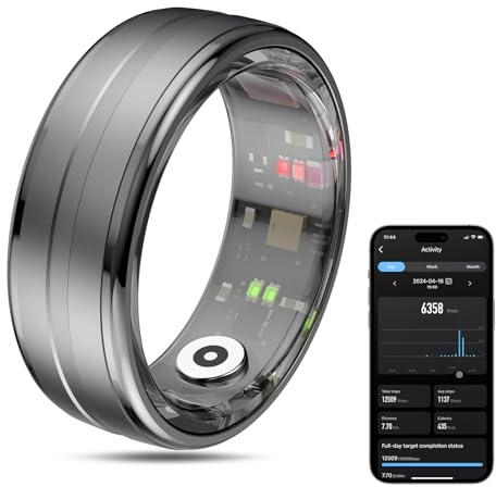 MagLoop Smart Ring Health Tracker for Men/Women,Fitness Ring Sleep Tracker,Fast Charging for Long-Lasting Use,for Pedometer Exercise,Monitor Sleep, Heart Rate, Stress,Waterproof (Black, 10)