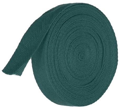 TA-VIGOR Cotton Twill Tape Ribbon 20mm, 10 Yards Bias Binding Tape Bunting Tape Soft Natural Herringbone Webbing Tape Roll for Sewing Dressmaking Gift Wrapping DIY Craft, Dark Green