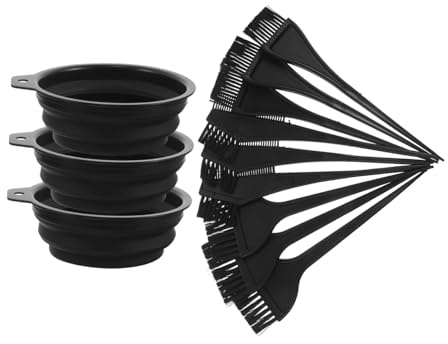 Gatuida 3 Sets Professional Hair Dye Kit Tools Set with Foldable Mixing Bowls Ergonomic Brush Tint Applicator Comb for Hair Coloring Highlighting Nourishing Oil Application for Stylists