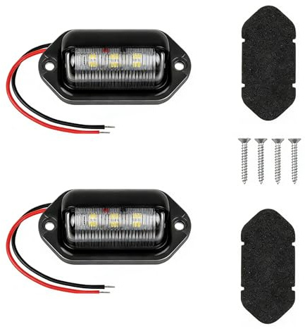 2 piezas 12 V/24 V luces de placa de matrícula, 6 SMD impermeable con montaje fácil, iluminación segura y económica para camiones, motocicletas, remolques, resistente a las inclemencias del tiempo