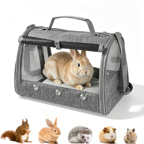 Small Animal Carrier Bag, Portable Guinea Pig Travel Carrier Bag Breathable Travel Carrying Bags for Hamster Rabbit Chinchilla Hedgehog Sugar Glider (Grey)