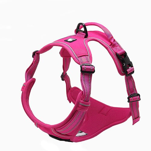 TRUE LOVE Adjustable No-Pull Dog Harness Reflective Pup Vest Harnesses Comfortable Control Brilliant Colors TLH5651(Fushcia,S)