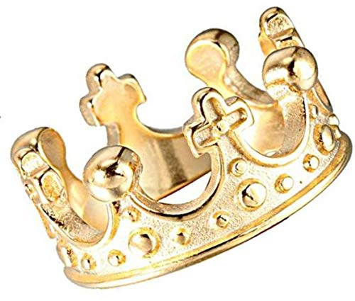 HIJONES Hombre Acero Inoxidable Anillo de Antiguo Anillo de la Corona del Rey Real Oro Tamaño 14