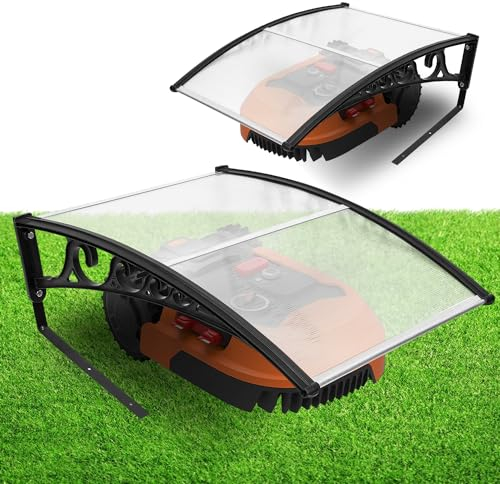 Herrselsam Robot cortacésped garaje techo cochera para robot de césped garaje cortacésped garaje de policarbonato 106 x 87 x 50 cm cortacésped robot garaje protección contra la rayos UV, transparente