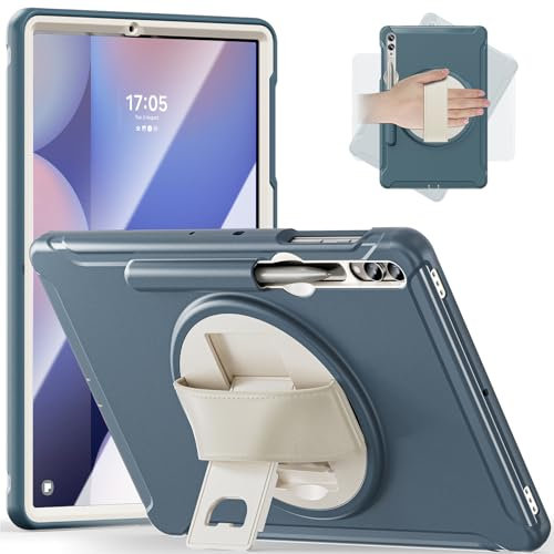 Junfire Case for Samsung Galaxy Tab S10+/S9 FE+/S9+/S8+/S7 FE/S7+ 12.4 Inch, Shockproof Kids Protective Case with Screen Protector Kickstand Hand Strap Pen Holder for S9 FE Plus/S9 Plus Tablet-Blue