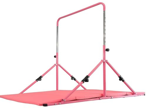 Cannons UK Mini Folding Junior Pro Adjustable. 84cm to 125cm Horizontal Bars plus free tumble mat. (Pink)