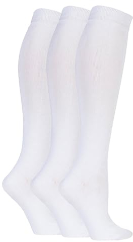 SockShop Kids Knee High Socks - Boys & Girls Unisex, Plain Soft Breathable Bamboo, Comfort Cuff and Smooth Toe Seams for School Uniform or Casual 3 Pairs Ages 4-14 Years White 9-12 (4-7 Years)