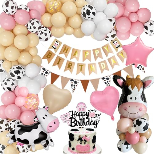 YYDSXK Globos de Cumpleaños Niña, Rosa Globos de Vaca