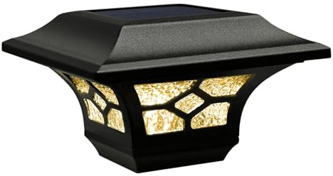 Classy Caps Kingston Solar Post Cap,- Fits 2 x 2, 2.5 x 2.5 and 3 x 3 Posts, Black Powder Coated Aluminum (1)