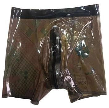 Rvlaugoaa Herren Schwarz Transparent Latex Boxer Shorts Reißverschluss Latex Slips Latex Höschen Latex Unterwäsche Short Latex Unterhosen (XL)
