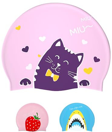 Badekappe Kinder 6-14 - Schwimmkappe für Kinder 6-14 Jahre Silikon & Wasserdicht