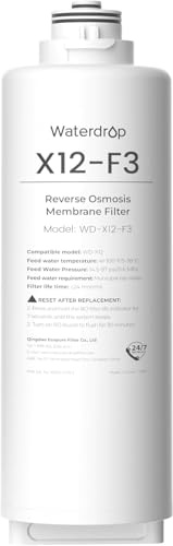 Waterdrop WD-X12-F3 Filtre, Remplacement pour X12-Basic & WD-X12-Alkaline 1200 GPD Système d'Osmose Inverse, Durée de Vie de 24 Mois, Réduit PFAS