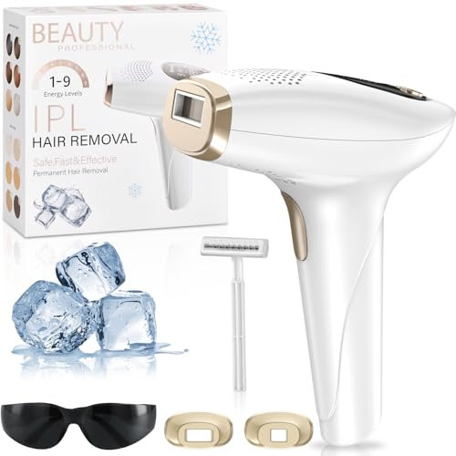 Epilatore Luce Pulsata IPL con Raffreddamento, 600-1200nm Lunghezza D'onda, 3 in 1 HR/SC/RA, 9 Livelli di Energia, Epilatore a luce pulsata IPL per Donne, Uomo, Ascelle, Gambe, Corpo