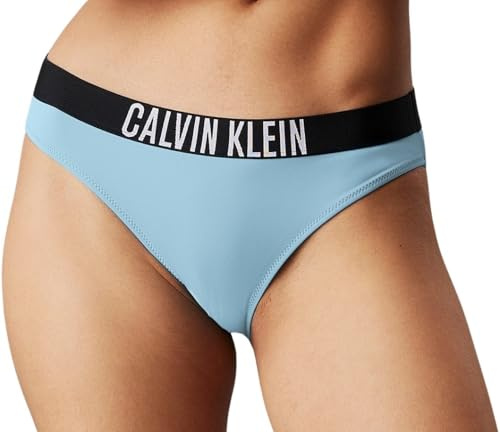 Calvin Klein Braguita de Bikini Mujer con Logotipo en la Cintura, Azul (Skim Blue), L