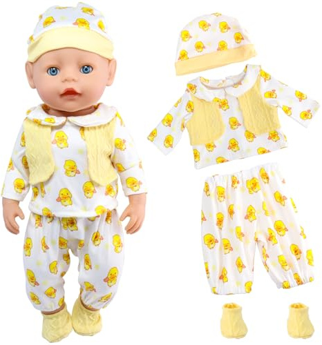 Vestiti per bambole, 35 – 43 cm, 1 top + 1 paio di calzini, piccola anatra gialla abbigliamento per bambini, ragazze, ragazzi (bambola non inclusa)