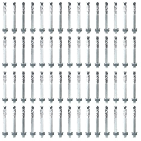 Goujon Ancrage M10 x 90mm, 50 pièces Boulon D'Ancrage en Acier Carbone M10 Goujons Ancrage pour Fixation Charges Lourdes, Béton, Maçonnerie, Pierre, Brique, Pose Rapide (50, M10 x 90mm)