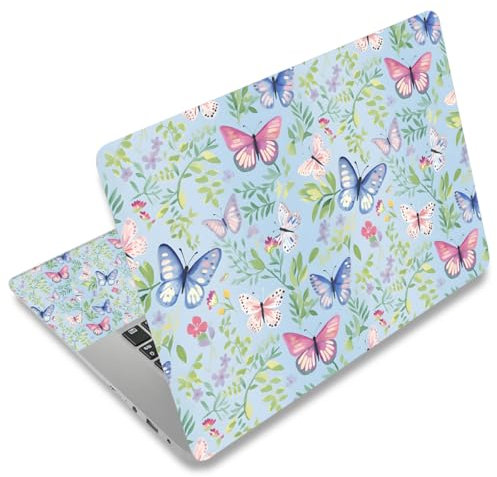Mibbxea 15–15,6 tums vinyl laptop skin klistermärke, återanvändbara laptop-klistermärken för 13 13,3 14 15,4 tums netbooks, dekorativa, reptåliga, vattentäta, dammtäta (072 fjärilar)
