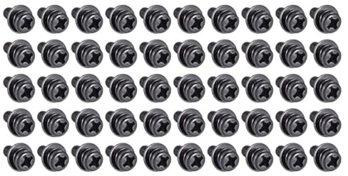 TA-VIGOR M3 Phillips Pan Head Bolts with Spring and Plain Washers 5mm, Carbon Steel Cross Round Head Machine Screws for Heavy-duty Fastening 50pcs