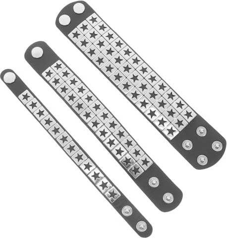 FOMIYES 3pezzi Bracciale Punk Con Borchie Stella in Morbido Pu Per Stile Rock Accessori Per Club e Feste