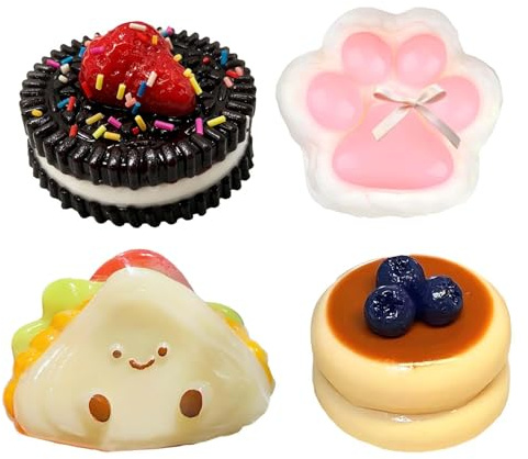 4Pcs Sensory Squishy Toys, Soft Slow Rising Fidget Toys for Office Stress