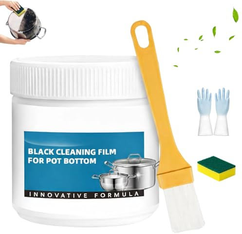 Pellicola di pulizia nera per fondo pentola, potente pasta per rimuovere i residui bruciati per pentole, detergente per padelle in acciaio inossidabile, pasta detergente multiuso potente per pentole