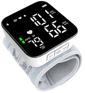 Handgelenk Blutdruckmessgerät, Blutdruck Messgerät Handgelenk mit LCD-Bildschirm, Automatische Handgelenk Blutdruckmessgeräte, 2×99 Speicherplätze, für Handgelenke 13,5-19,5 cm