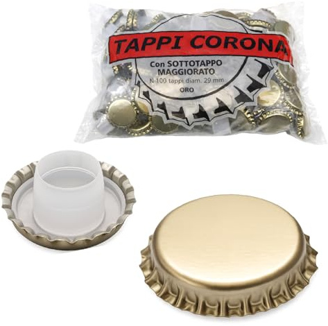 Crisalide® Tappi Corona 29 mm con Bidule Alto – Confezione 100 Pezzi – Chiusura Ermetica per Bottiglie Birra, Vino e Bibite Gassate – Compatibili con Tappatrici Manuali e a Colonna