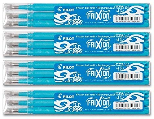 Pilot FriXion Ball Tintenroller 0,7 Ersatzminen Nachfüllminen (12er Set, Hellblau)