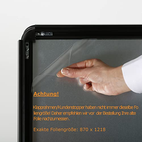 DISPLAY SALES Antireflex Schutzfolie für Kundenstopper WindPro® DIN A0 | 2 Stück | Antireflexfolie für A0 Plakate | Ersatzfolie 870 x 1218 x 0,5 mm | Schutz folie