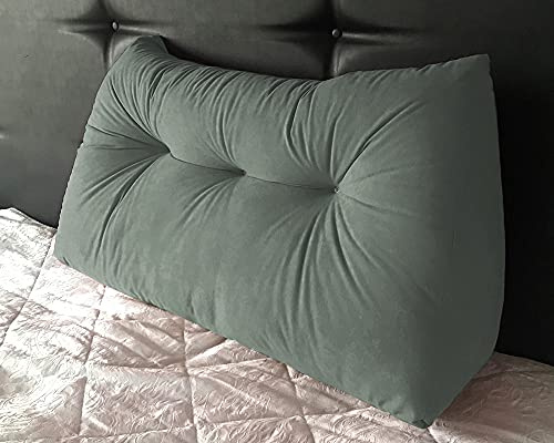 Lancashire Textiles 20 x 50 x 90cm (Single Bed) Luxury Faux Suede Triangular Wedge Bedroom Headboard Cushion - Headboard Bolster Support Pillow for Bed, Sofa, Chair – Grey - Made in Britain