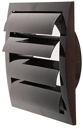 Brown Exhaust Hood Vent 6'' Inch / 150 mm with Shutters, Built-in Pest Guard Screen and Flange, Air Vent Cover with Flaps, HVAC Exhaust Vent Duct Cap, Helps with Backdraught/Backdraft