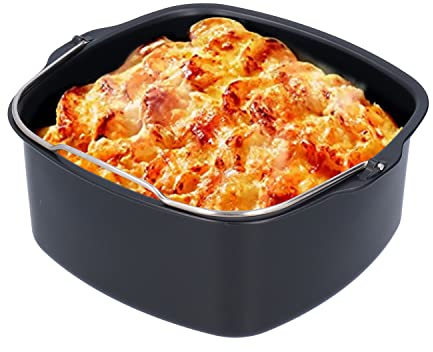 Hapivida Baril à Gâteau Carré, 18 cm Moule à Gâteau Air Fryer Plat de Cuisson Friteuse Pain Panier de Cuisson Pizza Plate Grill Pot Mat pour HD9925/HD9860/HD9905/01﻿