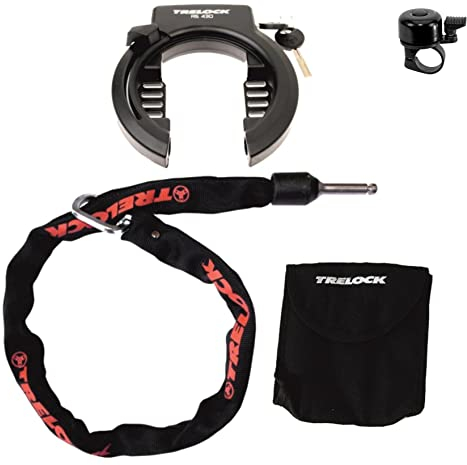 Trelock RS 430 Fahrrad Rahmenschloss + Anschlusskette ZR355 100 cm Ø 6 mm inkl. maxxi4you Reflexband