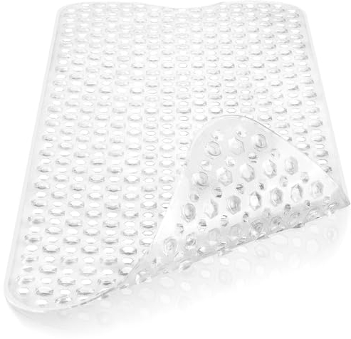 DOPROP Extra Long Anti-Slip Bathtub Mat - 100x40 cm Clear Bath Mat with Strong Suction Cups, Non-Slip Shower Floor Mat for Elderly, Children, Adults - Waterproof Safety Grip for Tub & Bath