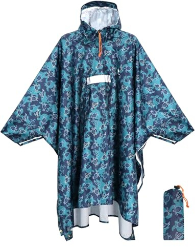 Anyoo Poncho de lluvia ligero e impermeable con mangas y aberturas para ventilación, multiusos, con capucha, manta protectora para exteriores, camping, senderismo, pesca, talla única, Talla única