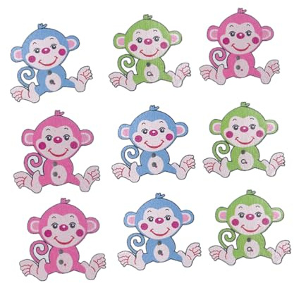NUOBESTY Monkey Buttons for Sewing Cartoon Wooden Buttons with Two Holes DIY Decorative Animal Buttons for Scrapbooking Crafts Hats Shoes Hand-Painted Projects
